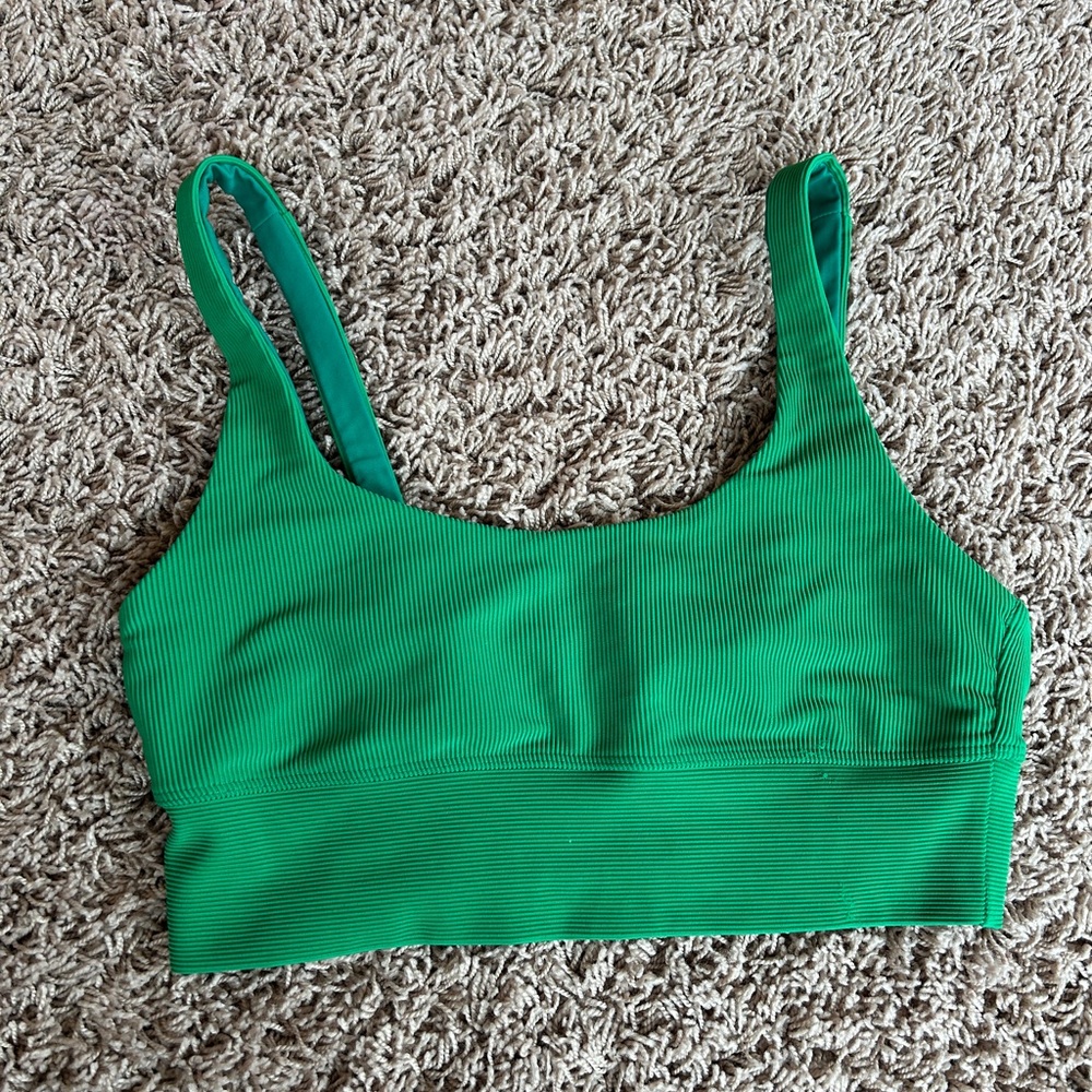 Beach Riot Green Ribbed Sports Bra
